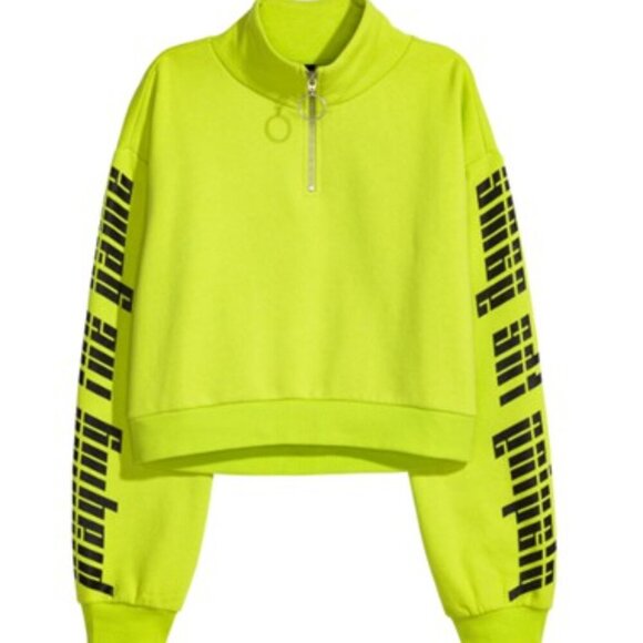 H&M  woman 's neon green cropped sweatshirt size s - Picture 11 of 12